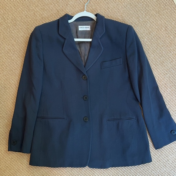 Giorgio Armani Jackets & Blazers - Giorgio Armani Navy Blue Wool Blazer Made in Italy